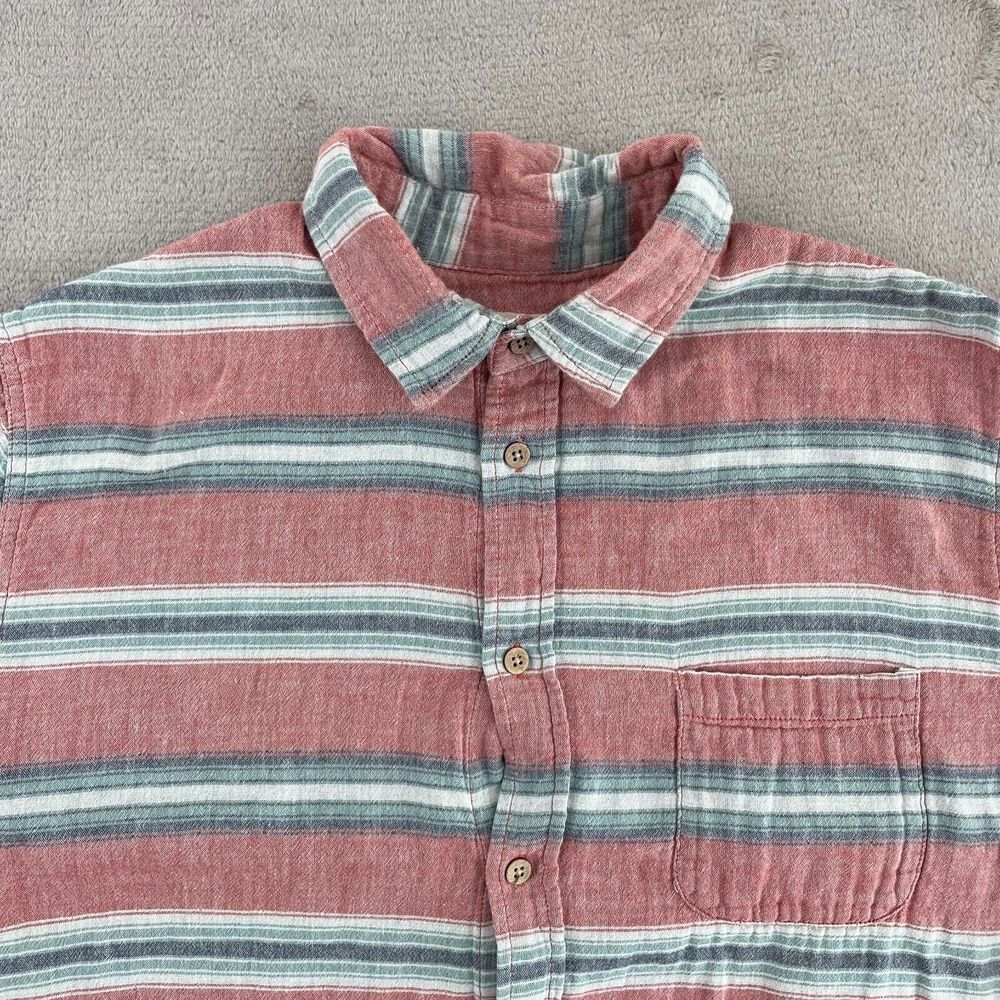 Marine Layer Shirt Men Medium Multi Striped Short Sleeve Double Layer Beach Surf